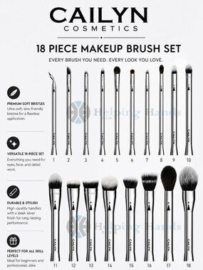Cailyn iCONE 18 Steel Professional Makeup Brush Set Precise Contour, Blending.